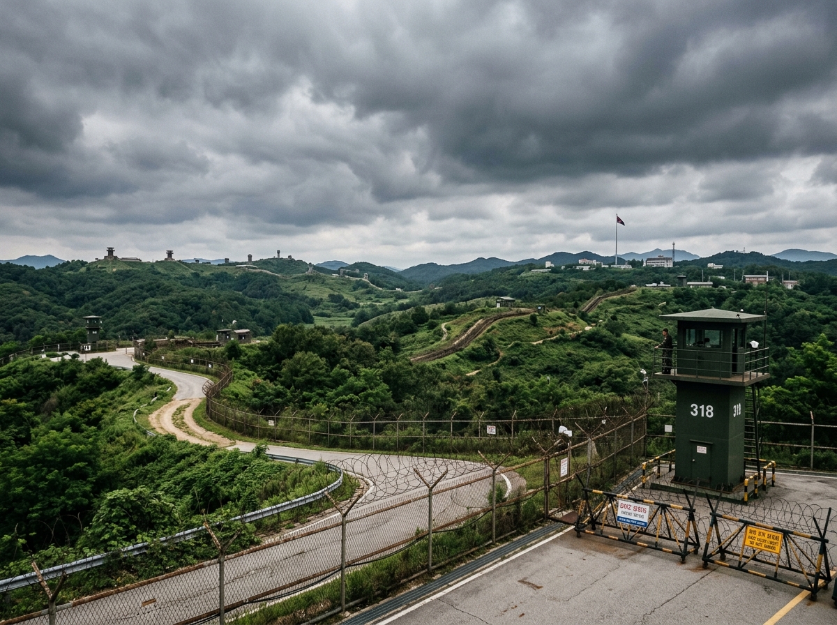 View across the demilitarized zone between North and South Korea