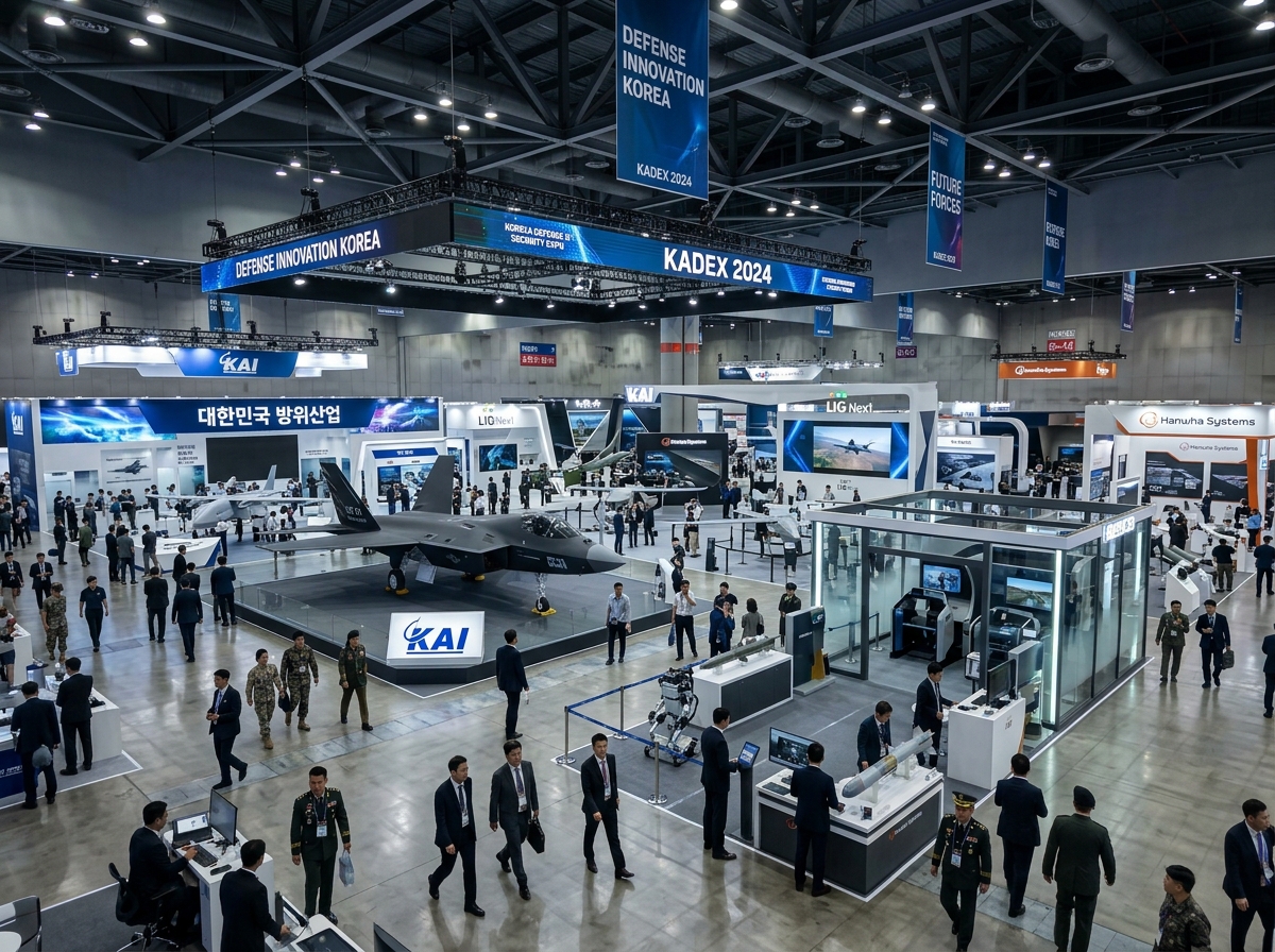 Modern military defense technology exhibition hall in South Korea