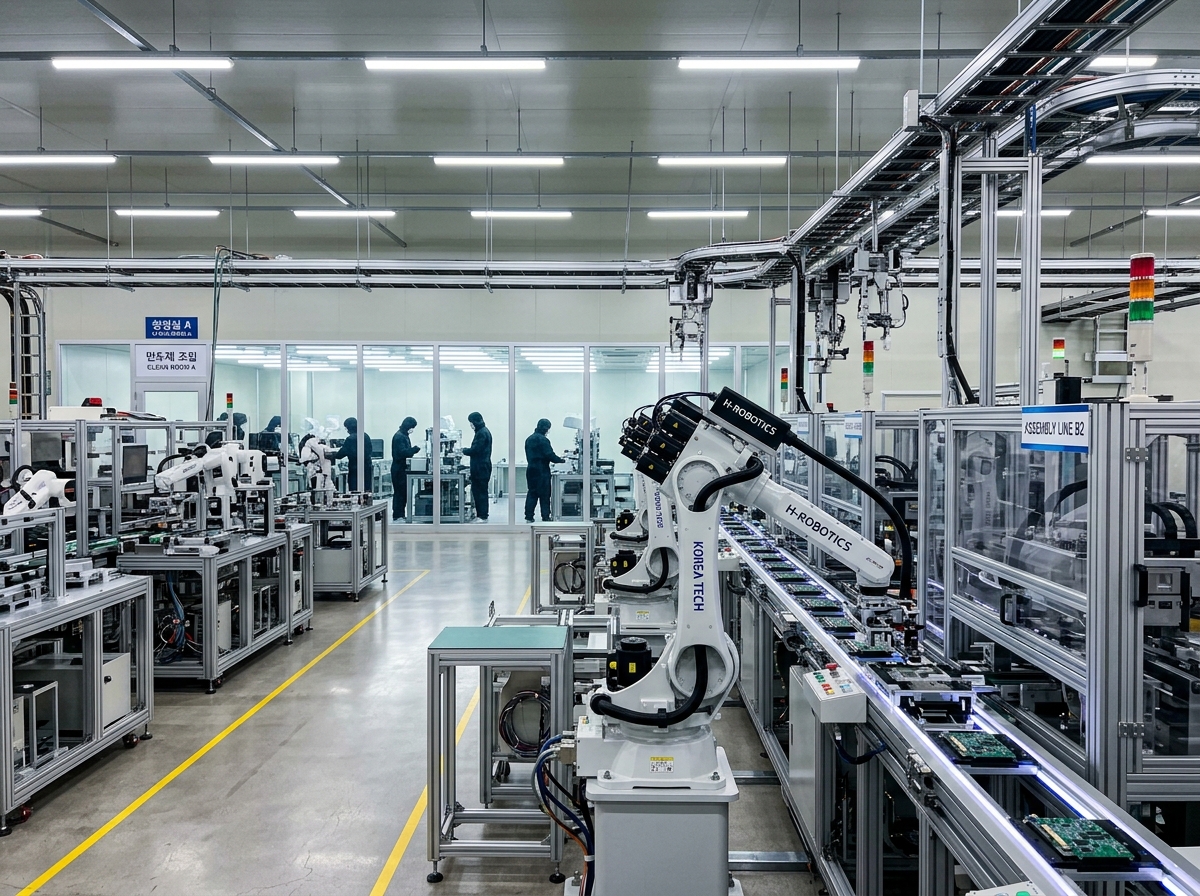 South Korean factory floor with advanced manufacturing equipment