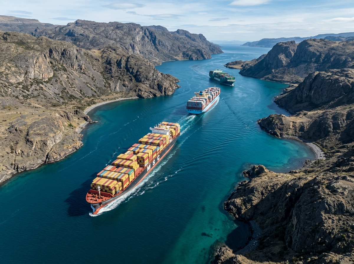 Container ships in the Strait of Hormuz