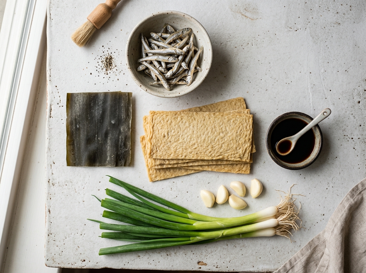 Ingredients for Korean fish cake soup
